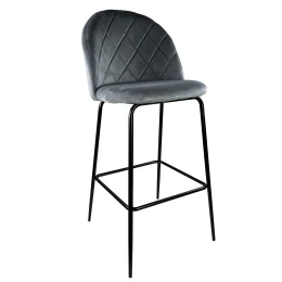 Σκαμπό Bar UNDERHILL Γκρι/Μαύρο Βελούδο/Μέταλλο 45x53x107cm