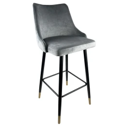 Σκαμπό Bar MANHATTAN Γκρι/Μαύρο Βελούδο/Μέταλλο 51x57x110cm