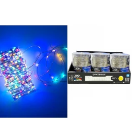 300 MicroLED Εσωτ. &amp; Εξωτ. Χώρου Με 8 Προγράμματα Και Μετασχηματιστή Πολύχρωμο Φως Διάφανο Καλώδιο Μη Επεκτεινόμενο IP44