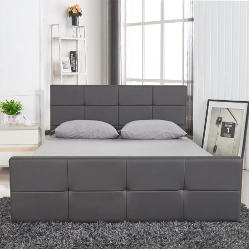 Κρεβάτι ANEMONE Γκρι PU 216x160.5x93cm (Στρώμα 150x200cm)