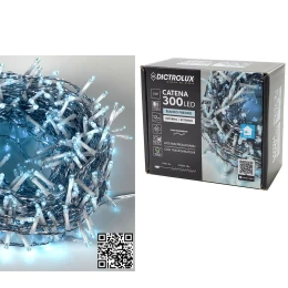 300 LED Εσωτ. &amp; Εξωτ. Χώρου Με 8 Προγράμματα Ψυχρό Λευκό Φως Διάφανο Καλώδιο Μη Επεκτεινόμενο 31V 14m