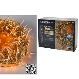 500 LED Εσωτ. & Εξωτ. Χώρου Με 8 Προγράμματα Χρυσό Φως Διάφανο Καλώδιο Μη Επεκτεινόμενο 31V 17m