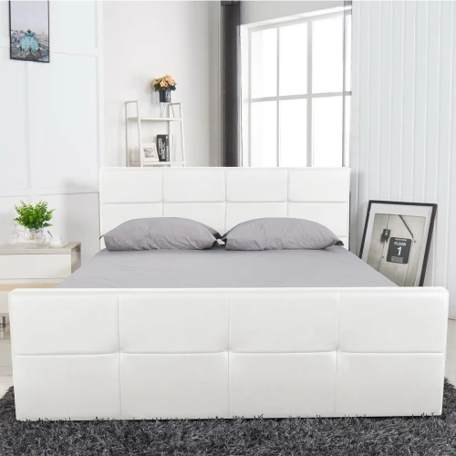 Κρεβάτι ANEMONE Λευκό PU Με Αποθηκευτικό Χώρο 217.5x170.5x100cm (Στρώμα 160x200cm)