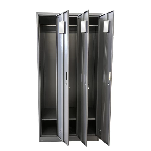 Ντουλάπα Τρίφυλλη EARWEN Σκούρο Γκρι Μέταλλο 90x45x185cm