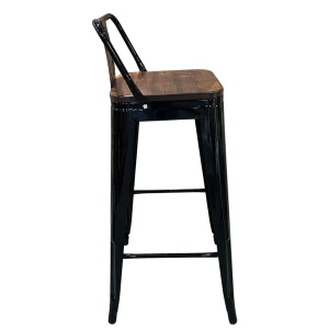 Σκαμπό Bar Βιομηχανικού Τύπου Vintage MOLERO II Μαύρο/Καφέ Μέταλλο/Ξύλο 44x44x94cm