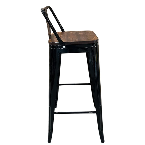 Σκαμπό Bar Βιομηχανικού Τύπου Vintage MOLERO II Μαύρο/Καφέ Μέταλλο/Ξύλο 44x44x94cm