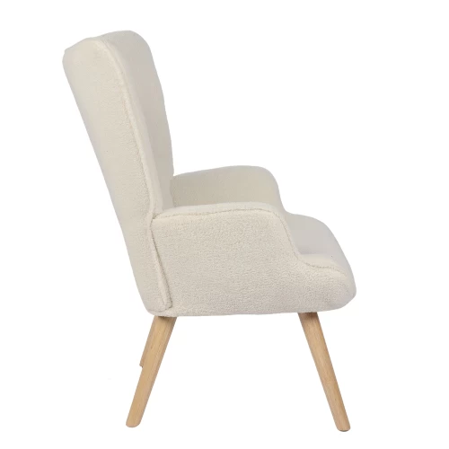 Πολυθρόνα MARION Λευκό Ύφασμα Μπουκλέ/Ξύλο 73x69x96cm