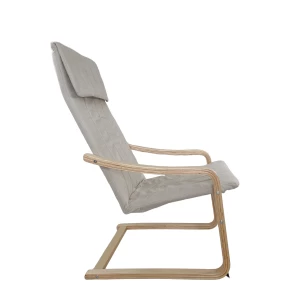 Πολυθρόνα NORDVIK Μπεζ/Φυσικό Ύφασμα/Ξύλο 60x71x105cm