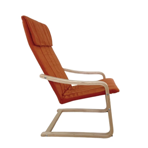 Πολυθρόνα NORDVIK Πορτοκαλί/Φυσικό Ύφασμα/Ξύλο 60x71x105cm