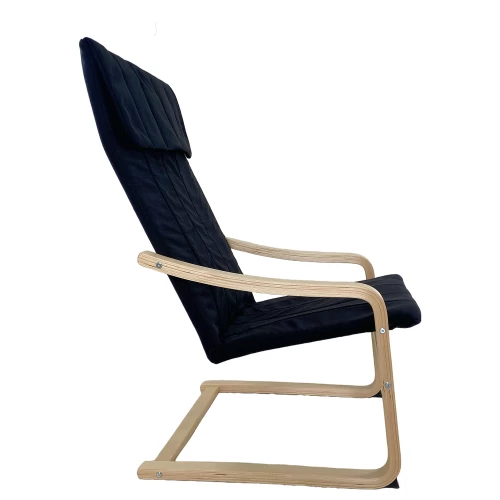 Πολυθρόνα NORDVIK Μαύρο/Φυσικό Ύφασμα/Ξύλο 60x71x105cm