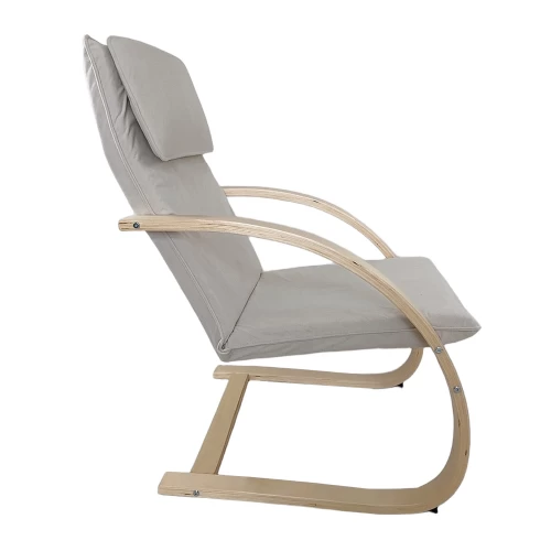 Πολυθρόνα VESNA Μπεζ/Φυσικό Ύφασμα/Ξύλο 67x78x92cm