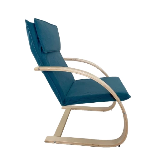 Πολυθρόνα VESNA Μπλε/Φυσικό Ύφασμα/Ξύλο 67x78x92cm