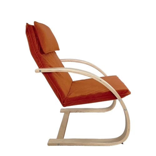 Πολυθρόνα VESNA Πορτοκαλί/Φυσικό Ύφασμα/Ξύλο 67x78x92cm