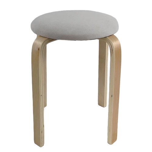 Σκαμπό MILOA Mπεζ/Φυσικό Ύφασμα/Ξύλο 42x42x45cm