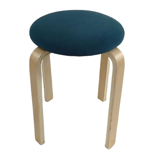 Σκαμπό MILOA Μπλε/Φυσικό Ύφασμα/Ξύλο 42x42x45cm