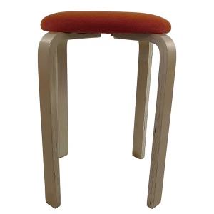 Σκαμπό MILOA Πορτοκαλί/Φυσικό Ύφασμα/Ξύλο 42x42x45cm