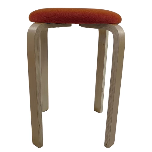 Σκαμπό MILOA Πορτοκαλί/Φυσικό Ύφασμα/Ξύλο 42x42x45cm