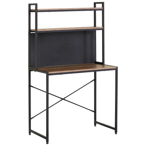 Γραφείο OSWELL Με Ράφια Μαύρο/Δρυς Μέταλλο/Μοριοσανίδα 84x50x148.5cm