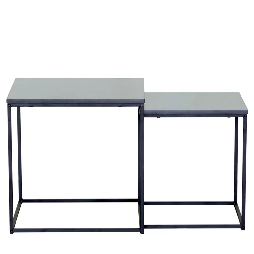 Τραπεζάκι Σαλονιού SOMERTON Μαύρο Μάρμαρο Μοριοσανίδα/Μέταλλο 40x40x50/35x35x45cm Σετ 2Τμχ