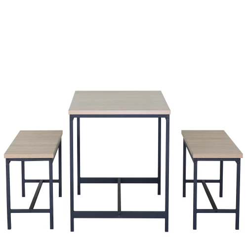 Σετ Τραπεζαρία (2+1) CARRISTON Δρυς/Μαύρο Μοριοσανίδα/Μέταλλο 110x60x75cm