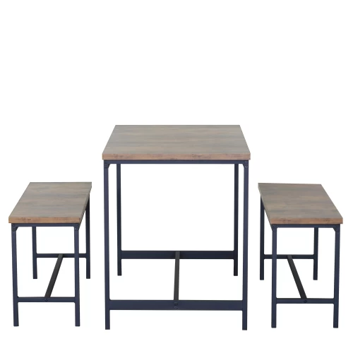 Σετ Τραπεζαρία (2+1) DRAYCOTT Καφέ/Μαύρο Μοριοσανίδα/Μέταλλο 110x60x75cm