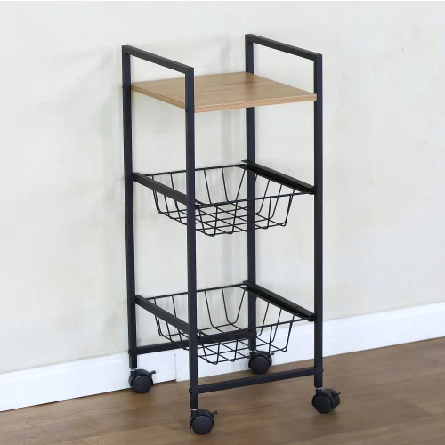 Ραφιέρα Κουζίνας ELMSTEAD Δρυς/Μαύρο Μοριοσανίδα/Μέταλλο 29x30x70cm