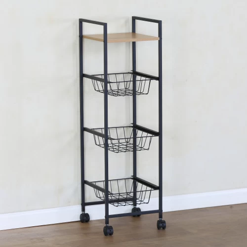 Ραφιέρα Κουζίνας ELMSTEAD Δρυς/Μαύρο Μοριοσανίδα/Μέταλλο 29x30x95cm