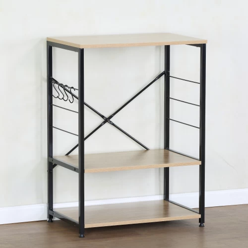 Ραφιέρα Κουζίνας FAIRWYN Δρυς/Μαύρο Μοριοσανίδα/Μέταλλο 60x40x82cm