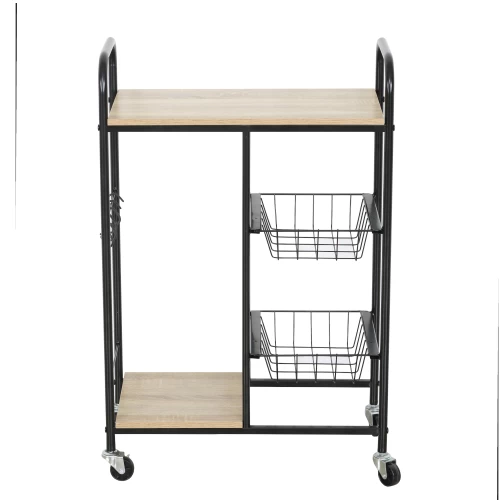 Ραφιέρα Κουζίνας HARTWELL Δρυς/Μαύρο Μοριοσανίδα/Μέταλλο 57x30x85cm