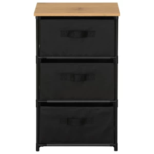 Συρταριέρα MIFUNE Με 3 Συρτάρια Μαύρο/Δρυς Μέταλλο/Non-Woven/Μοριοσανίδα 40x30x68cm