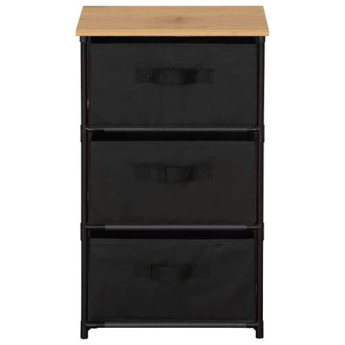 Συρταριέρα MIFUNE Με 3 Συρτάρια Μαύρο/Δρυς Μέταλλο/Non-Woven/Μοριοσανίδα 40x30x68cm