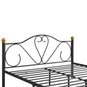 Κρεβάτι Υπέρδιπλο MOONRISE Μαύρο Μέταλλο 210x168x90cm (Στρώμα 160x200cm)