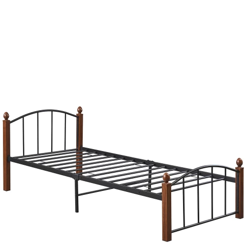 Κρεβάτι Μονό LARAMIE Μαύρο/Καρυδί Μέταλλο Για Στρώμα 90x200cm