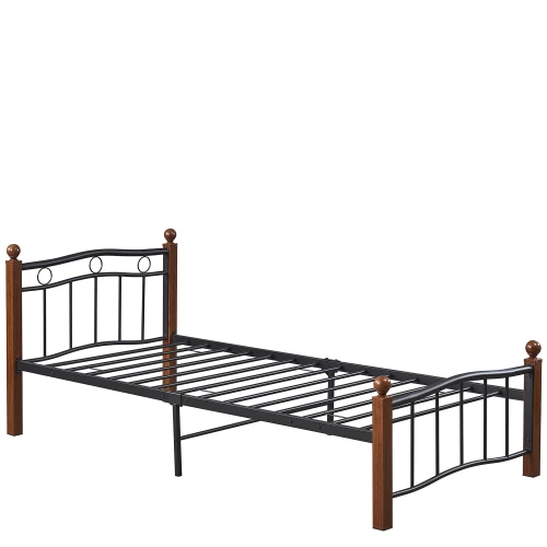 Κρεβάτι Μονό ARROWHEAD Μαύρο/Καρυδί Μέταλλο Για Στρώμα 90x200cm