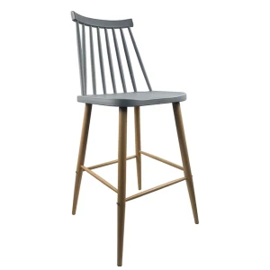 Σκαμπό Bar MARANTA Γκρι/Φυσικό PP/Μέταλλο 45x46x97cm