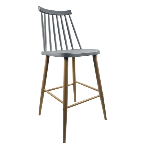 Σκαμπό Bar MARANTA Γκρι/Φυσικό PP/Μέταλλο 45x46x97cm