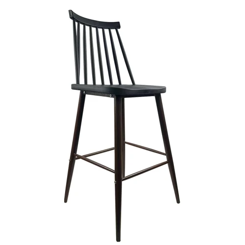 Σκαμπό Bar MARANTA Μαύρο/Καρυδί PP/Μέταλλο 45x46x97cm