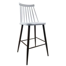 Σκαμπό Bar MARANTA Λευκό/Καρυδί PP/Μέταλλο 45x46x97cm