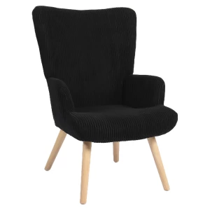 Πολυθρόνα LIRA Μαύρο Ύφασμα Κοτλέ/Ξύλο 94.5x64x70.5cm