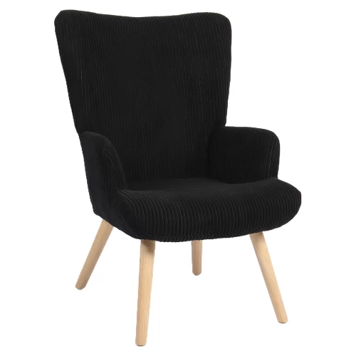 Πολυθρόνα LIRA Μαύρο Ύφασμα Κοτλέ/Ξύλο 94.5x64x70.5cm
