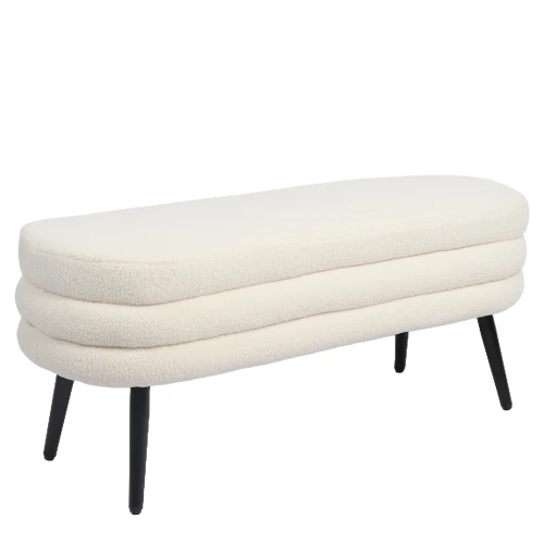 Παγκάκι Ottoman TONDO Λευκό Ύφασμα Teddy/Μέταλλο 42x112x44cm