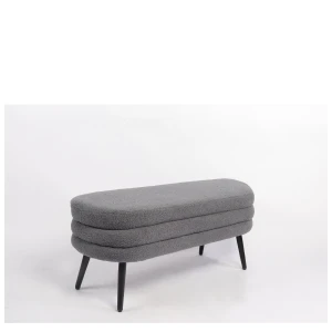 Παγκάκι Ottoman TONDO Γκρι Ύφασμα Teddy/Μέταλλο 42x112x44cm