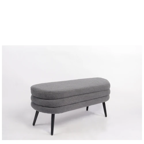 Παγκάκι Ottoman TONDO Γκρι Ύφασμα Teddy/Μέταλλο 42x112x44cm