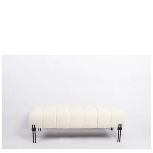 Παγκάκι Ottoman KUBO Λευκό Ύφασμα Teddy/Μέταλλο 40x116.5x50cm