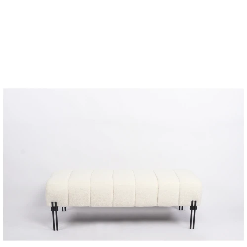 Παγκάκι Ottoman KUBO Λευκό Ύφασμα Teddy/Μέταλλο 40x116.5x50cm