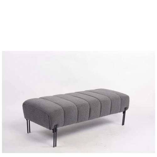 Παγκάκι Ottoman KUBO Γκρι Ύφασμα Teddy/Μέταλλο 40x116.5x50cm