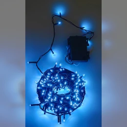 100 LED Εσωτ. &amp; Εξωτ. Χώρου Με Χρονοδιακόπτη Ψυχρό Λευκό Φως Πράσινο Καλώδιο Μη Επεκτεινόμενο Μπαταρίας 13.9+0.2m