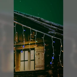 100 LED Κουρτίνα Εσωτ. &amp; Εξωτ. Χώρου Με 8 Προγράμματα Και Μετασχηματιστή Πολύχρωμο Φως Λευκό Καλώδιο Επεκτεινόμενο IP44 