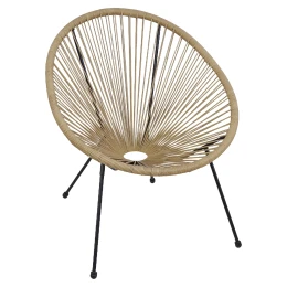 Πολυθρόνα Κήπου SATURN Φυσικό/Μαύρο Μέταλλο/Rattan 72x78x89cm