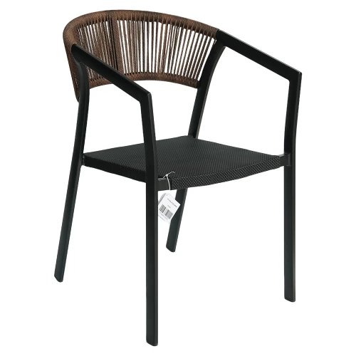 Πολυθρόνα Κήπου FIJI Μαύρο/Φυσικό Αλουμίνιο/Rattan 56x60x78cm